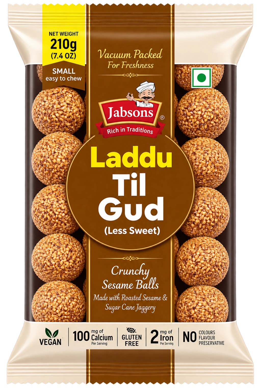 Jabsons Laddu z Sezamem i Jaggery 210 g